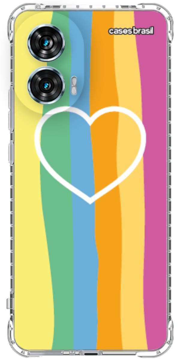 Capinha para Celular Coração delicado Arco-íris Vertical