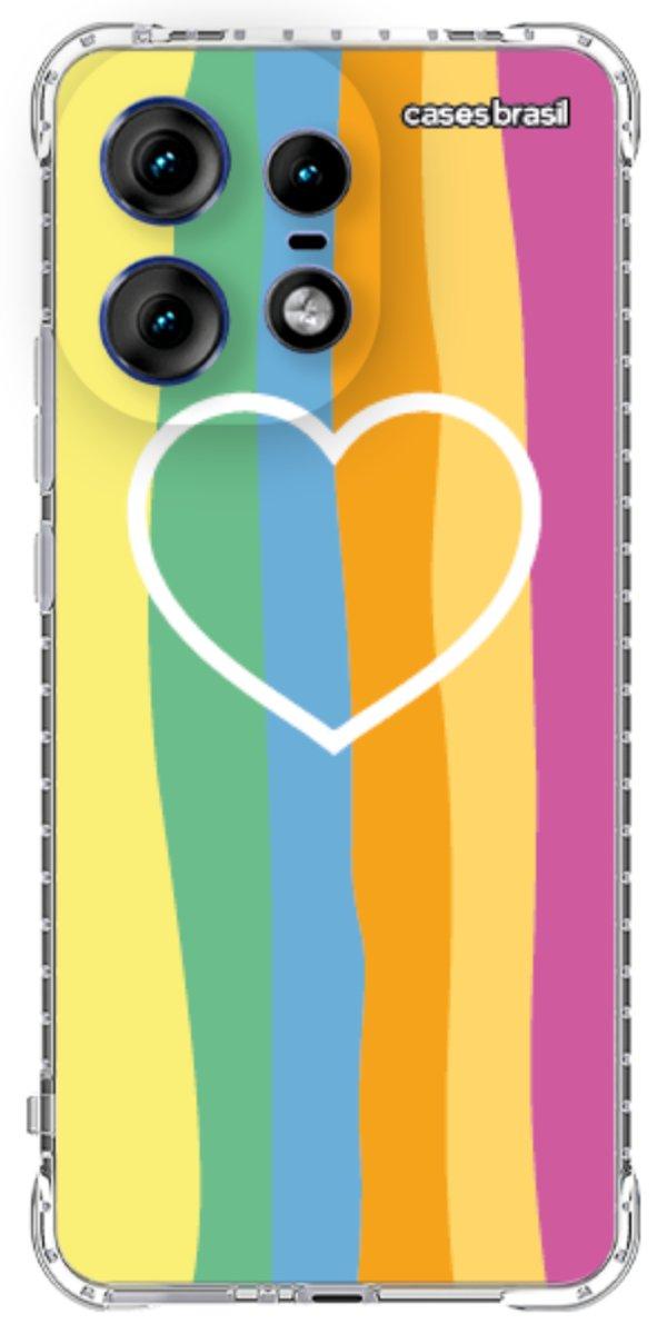 Capinha para Celular Coração delicado Arco-íris Vertical