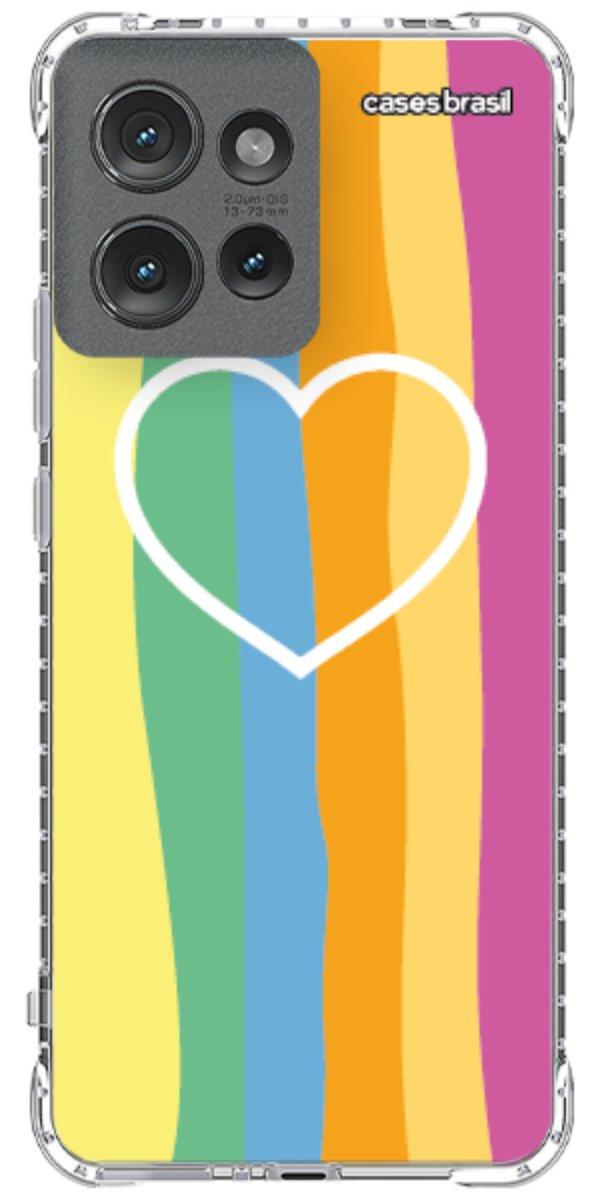 Capinha para Celular Coração delicado Arco-íris Vertical
