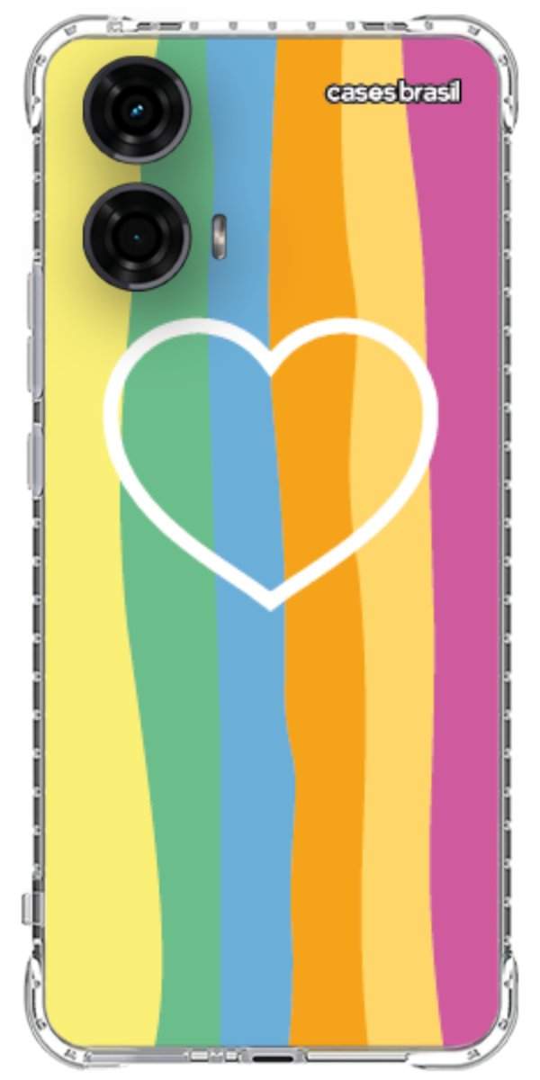 Capinha para Celular Coração delicado Arco-íris Vertical