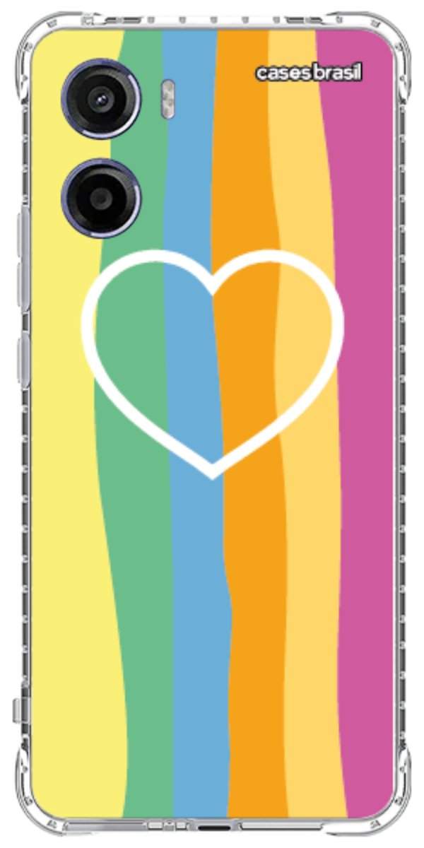 Capinha para Celular Coração delicado Arco-íris Vertical