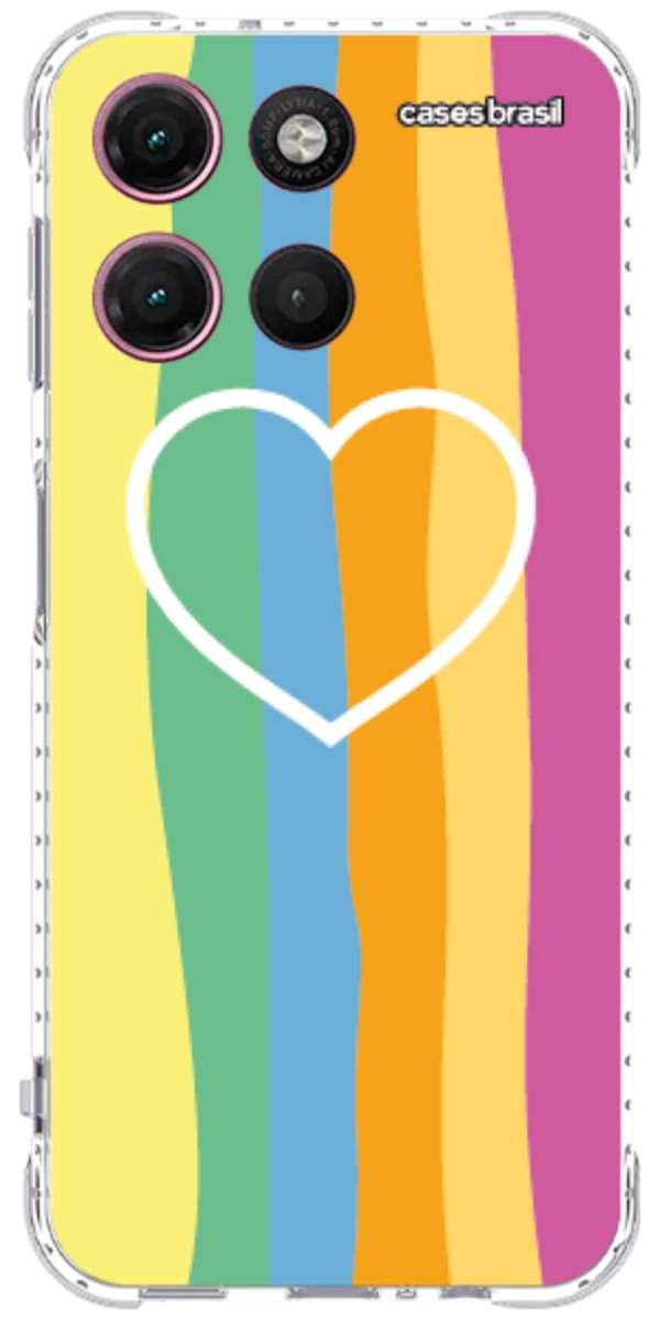 Capinha para Celular Coração delicado Arco-íris Vertical