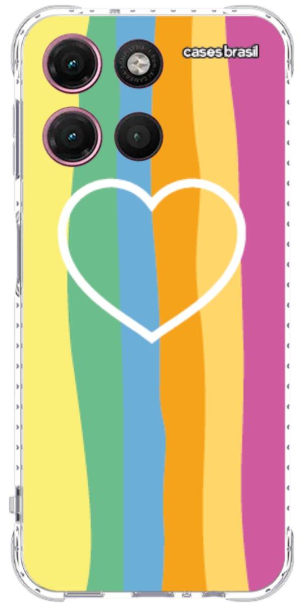 Capinha para Celular Coração delicado Arco-íris Vertical