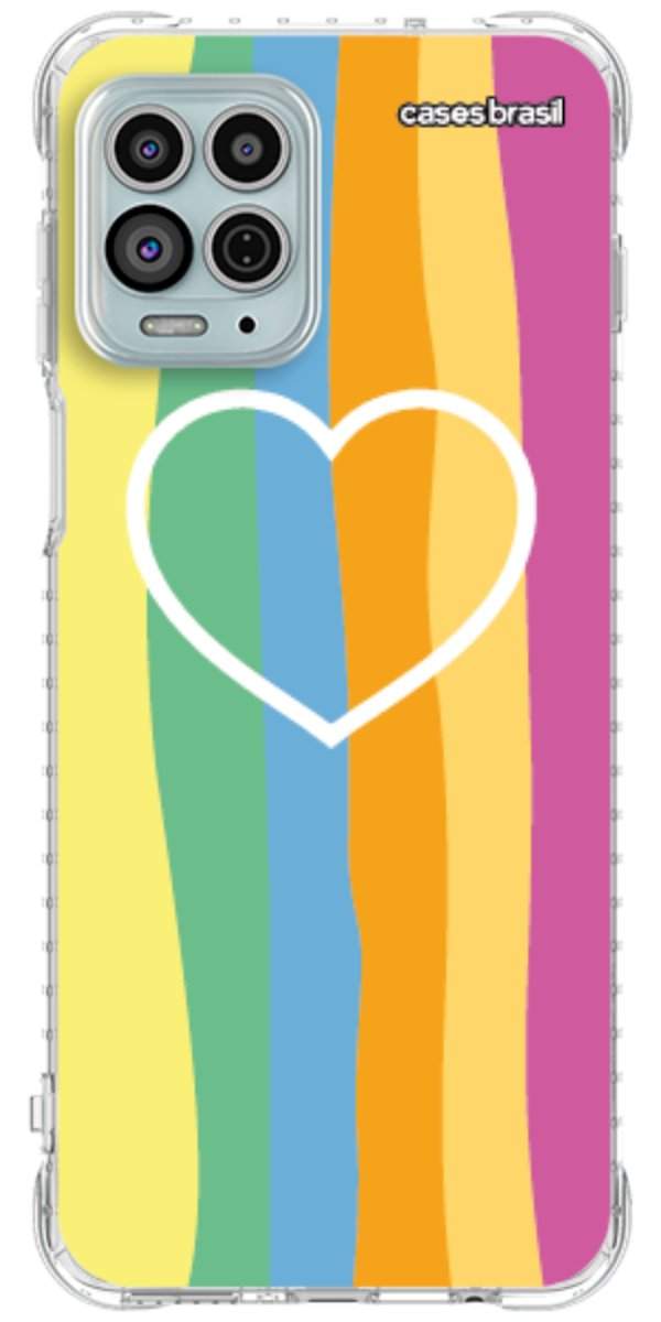 Capinha para Celular Coração delicado Arco-íris Vertical
