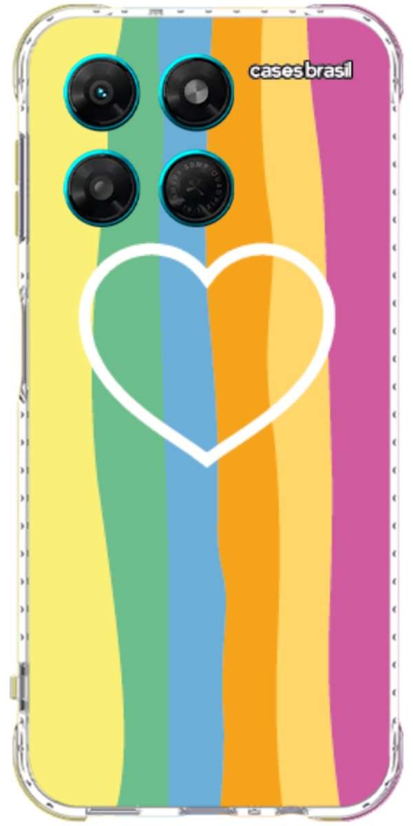 Capinha para Celular Coração delicado Arco-íris Vertical