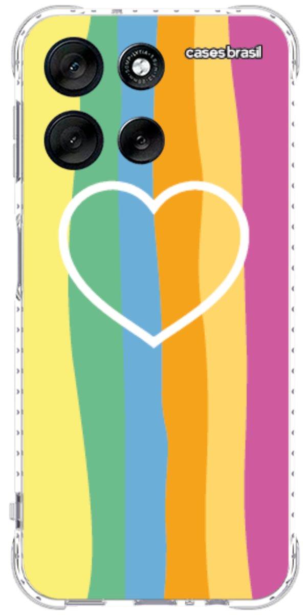 Capinha para Celular Coração delicado Arco-íris Vertical