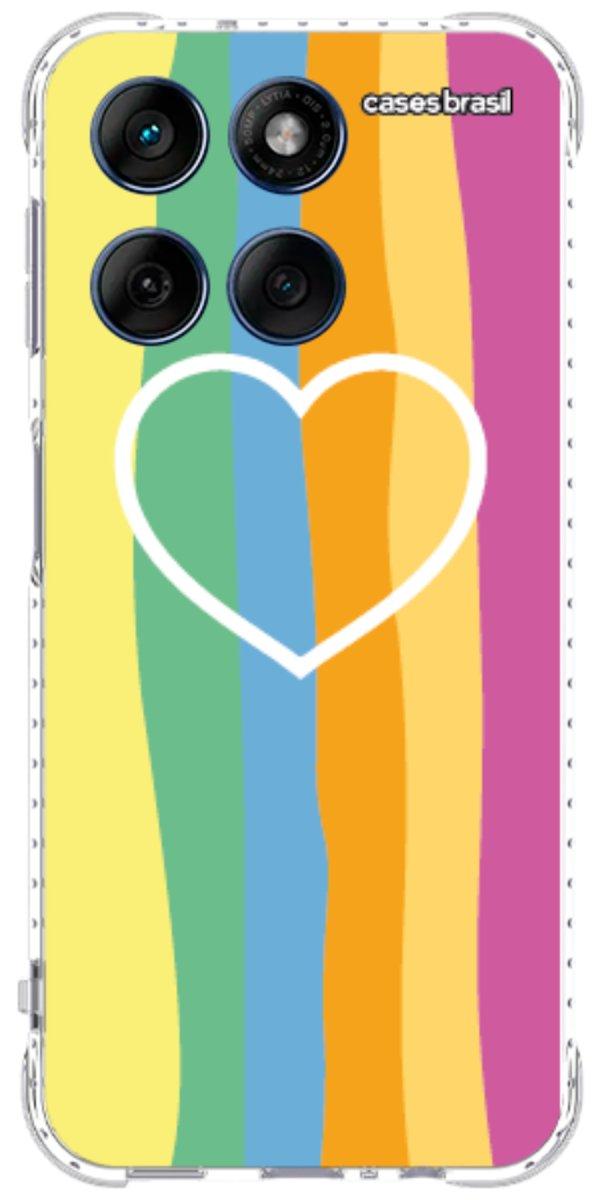 Capinha para Celular Coração delicado Arco-íris Vertical