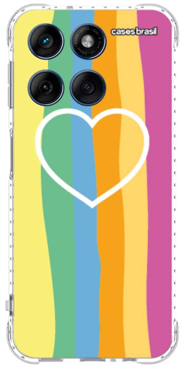 Capinha para Celular Coração delicado Arco-íris Vertical