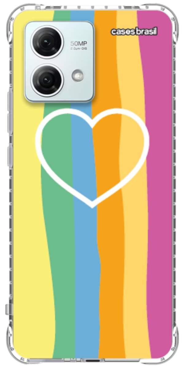 Capinha para Celular Coração delicado Arco-íris Vertical