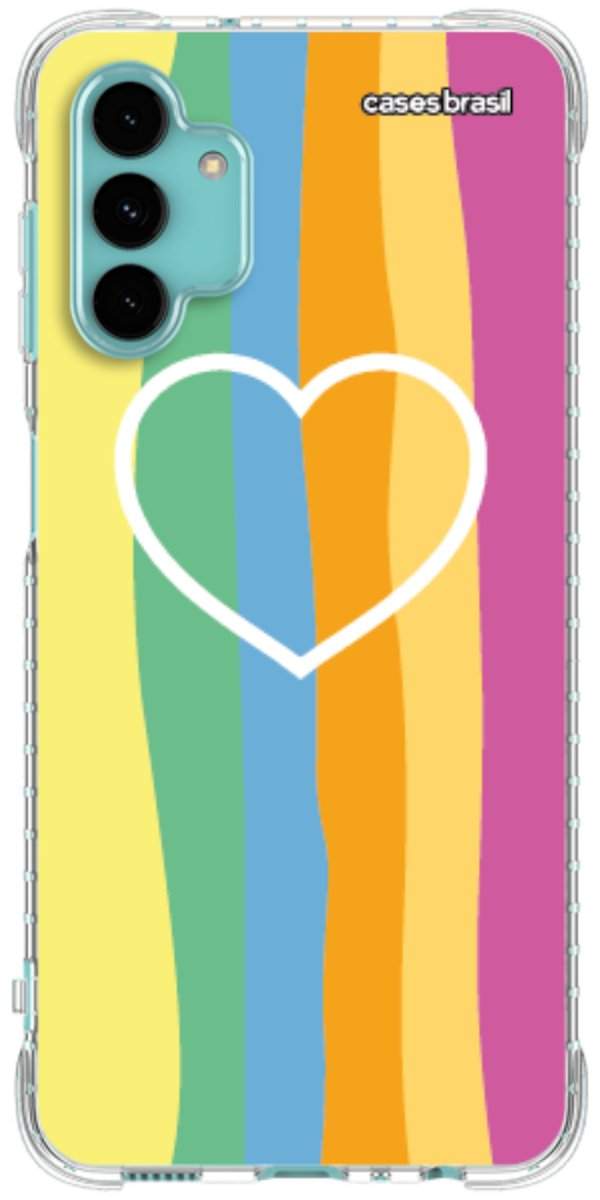 Capinha para Celular Coração delicado Arco-íris Vertical