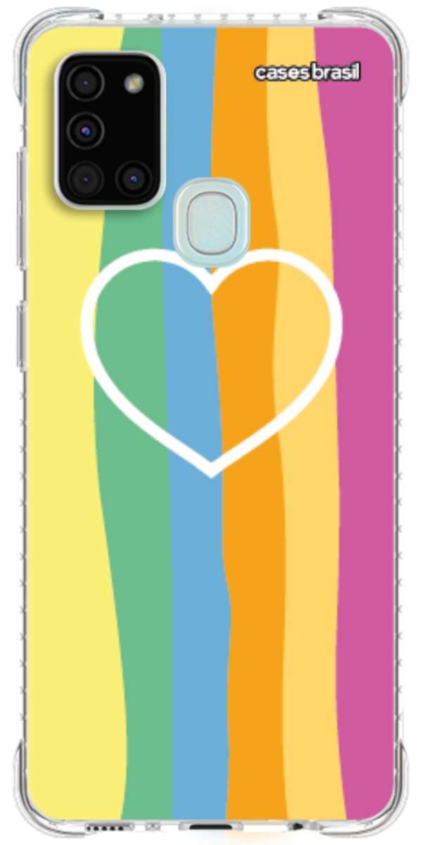 Capinha para Celular Coração delicado Arco-íris Vertical