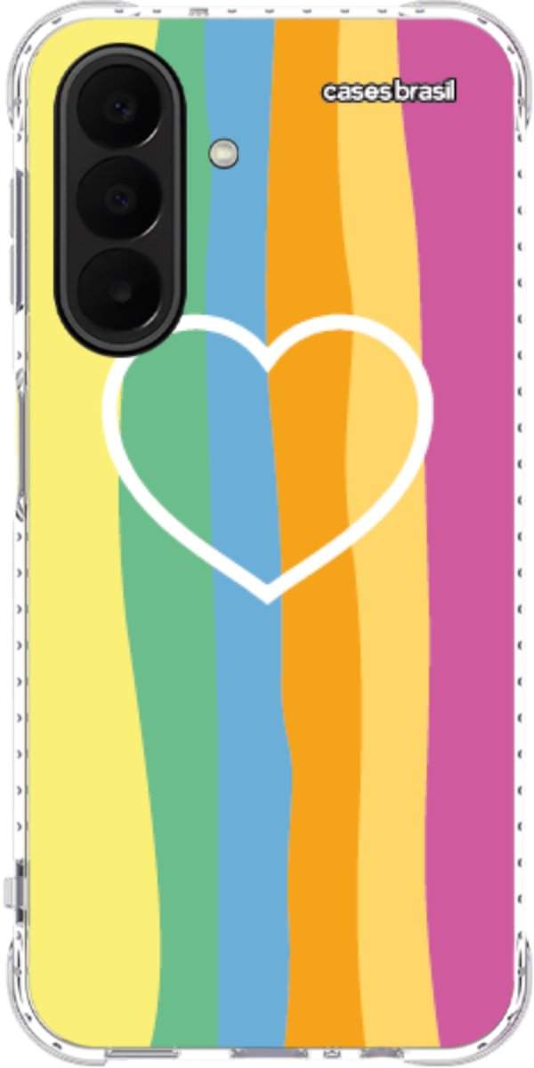 Capinha para Celular Coração delicado Arco-íris Vertical