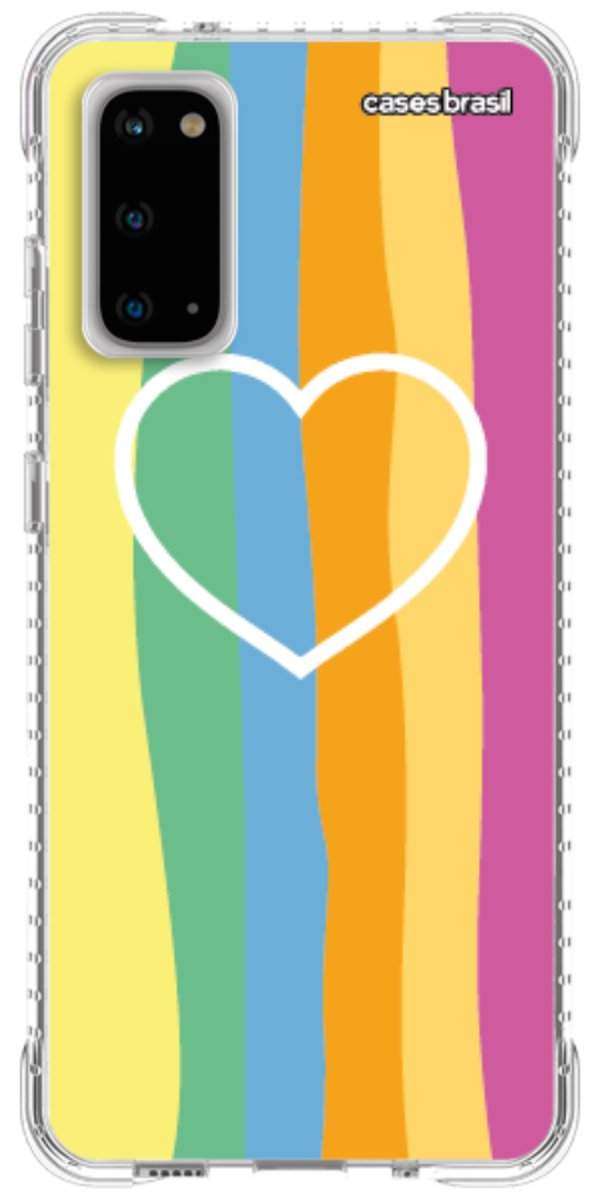Capinha para Celular Coração delicado Arco-íris Vertical