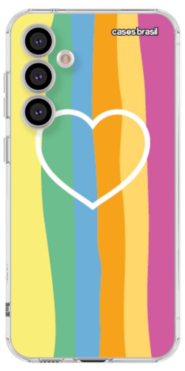 Capinha para Celular Coração delicado Arco-íris Vertical