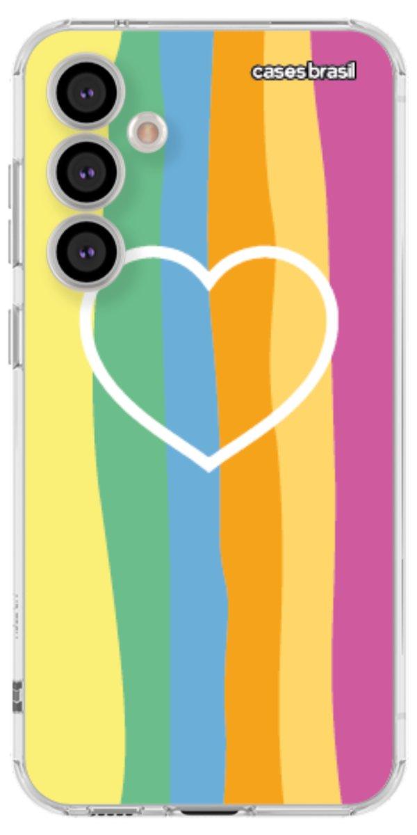 Capinha para Celular Coração delicado Arco-íris Vertical