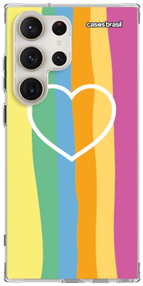 Capinha para Celular Coração delicado Arco-íris Vertical