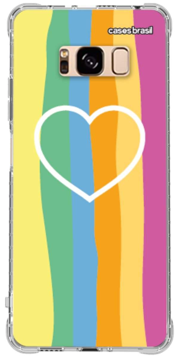 Capinha para Celular Coração delicado Arco-íris Vertical
