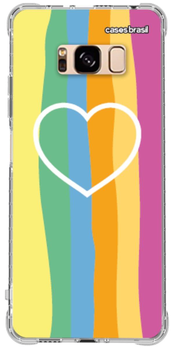 Capinha para Celular Coração delicado Arco-íris Vertical