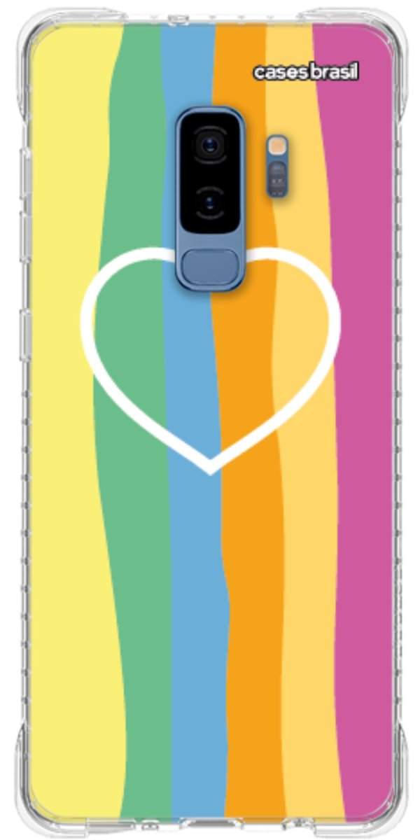 Capinha para Celular Coração delicado Arco-íris Vertical