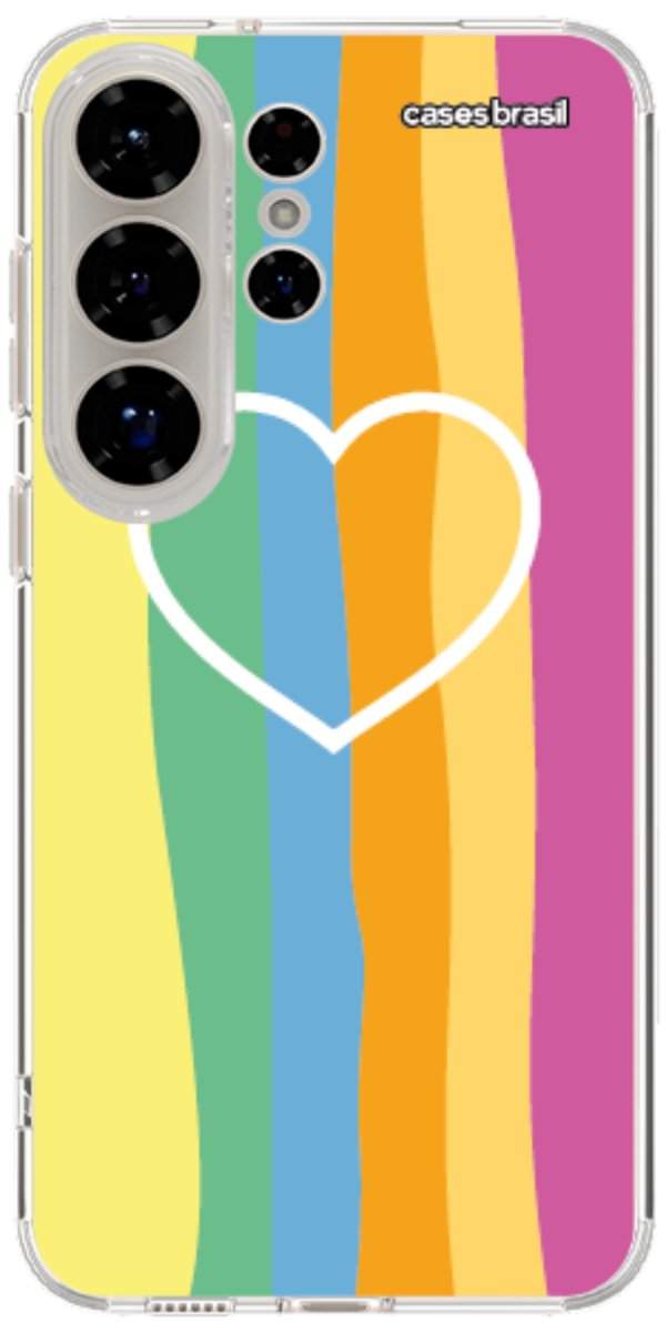 Capinha para Celular Coração delicado Arco-íris Vertical
