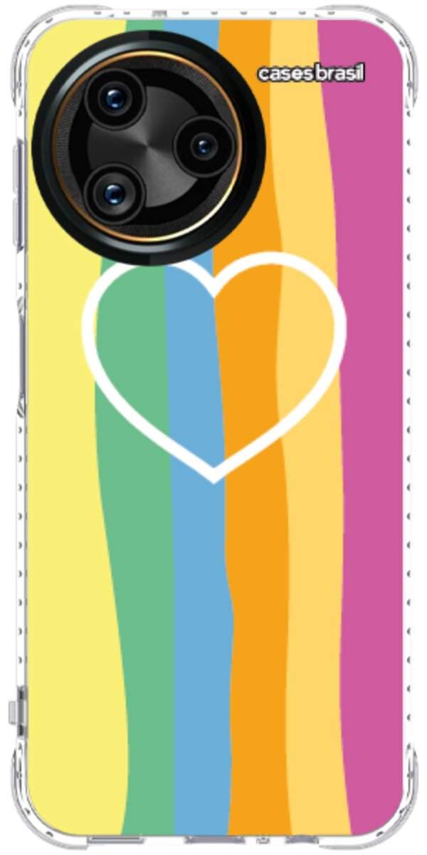 Capinha para Celular Coração delicado Arco-íris Vertical