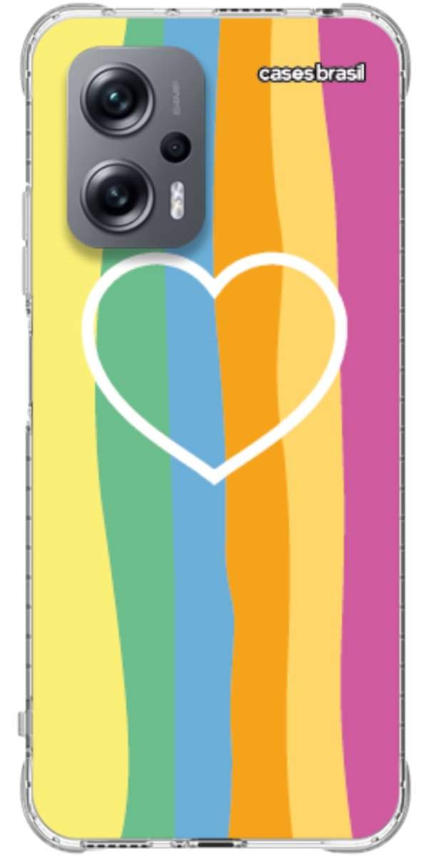 Capinha para Celular Coração delicado Arco-íris Vertical