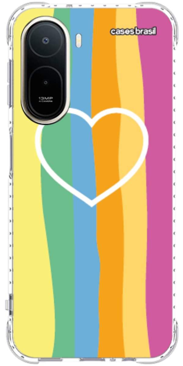 Capinha para Celular Coração delicado Arco-íris Vertical