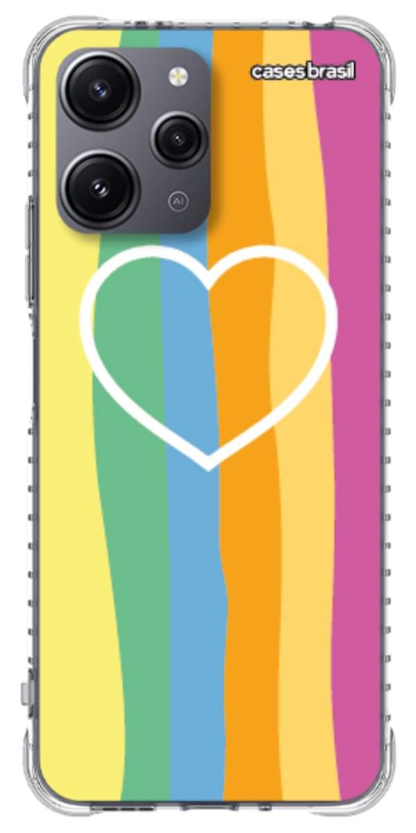 Capinha para Celular Coração delicado Arco-íris Vertical