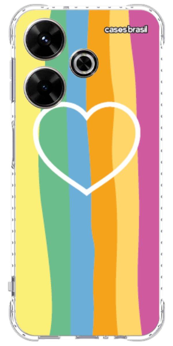 Capinha para Celular Coração delicado Arco-íris Vertical