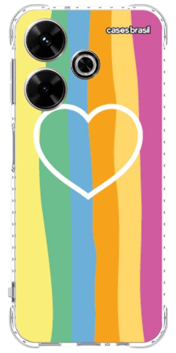 Capinha para Celular Coração delicado Arco-íris Vertical