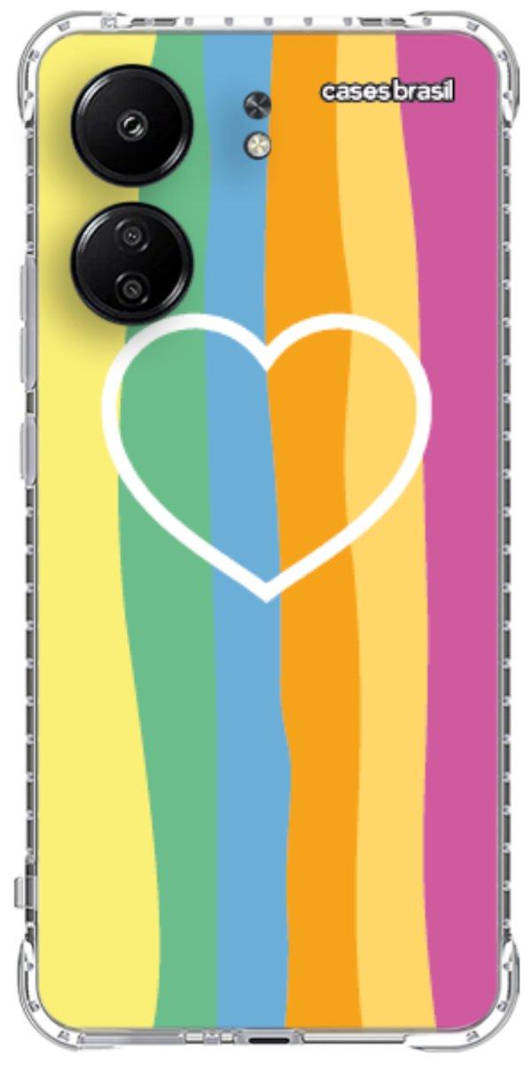 Capinha para Celular Coração delicado Arco-íris Vertical