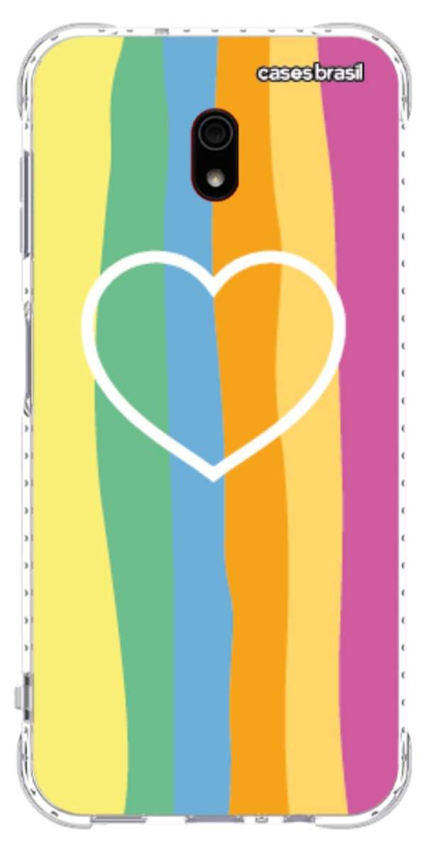 Capinha para Celular Coração delicado Arco-íris Vertical