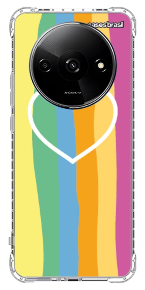 Capinha para Celular Coração delicado Arco-íris Vertical