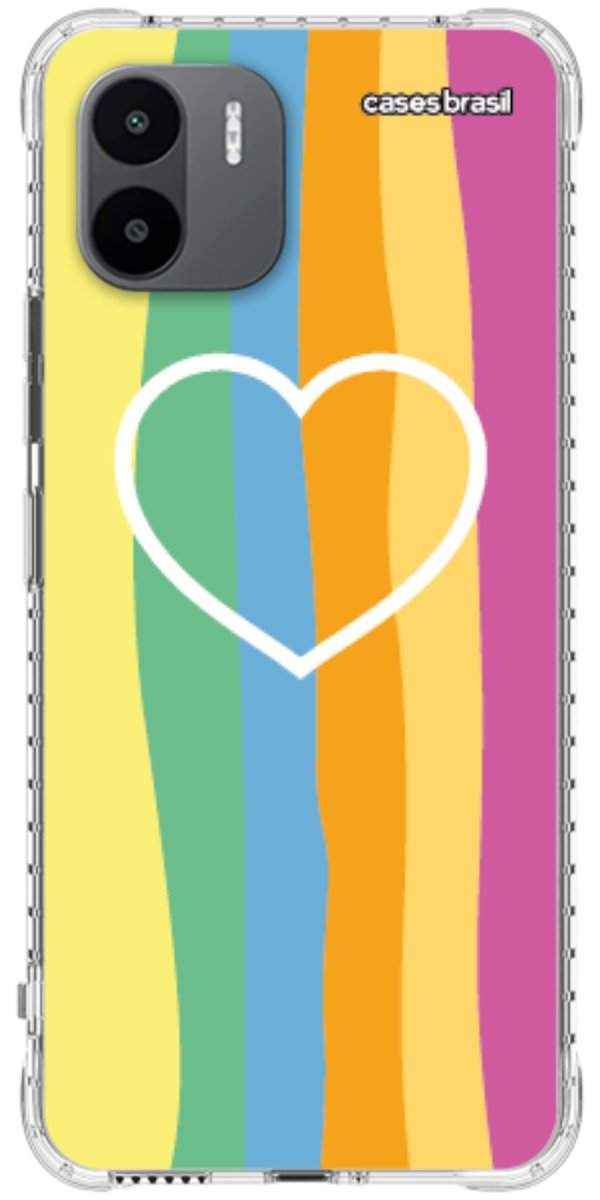 Capinha para Celular Coração delicado Arco-íris Vertical