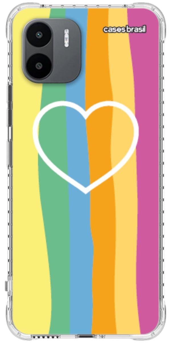 Capinha para Celular Coração delicado Arco-íris Vertical