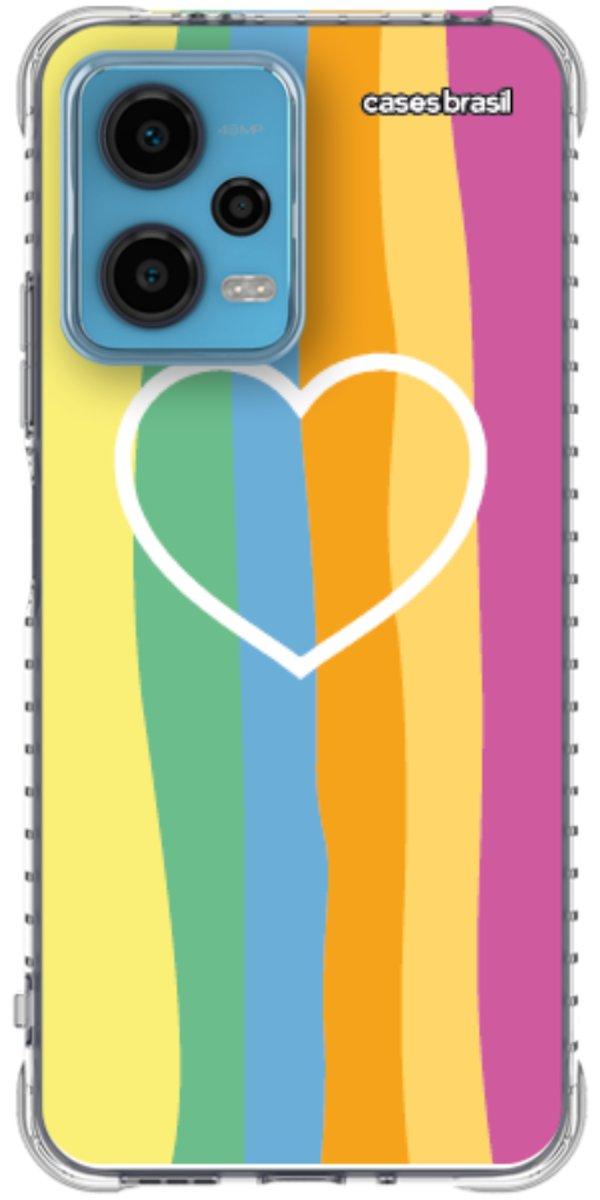 Capinha para Celular Coração delicado Arco-íris Vertical