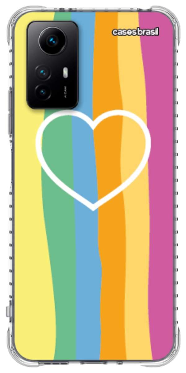 Capinha para Celular Coração delicado Arco-íris Vertical