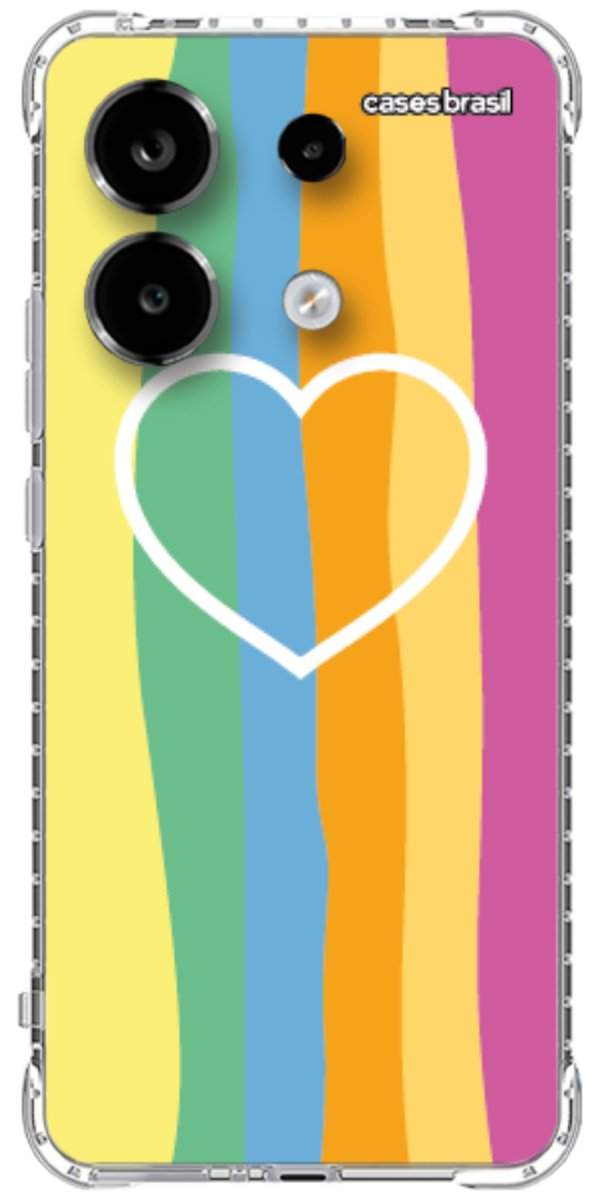 Capinha para Celular Coração delicado Arco-íris Vertical