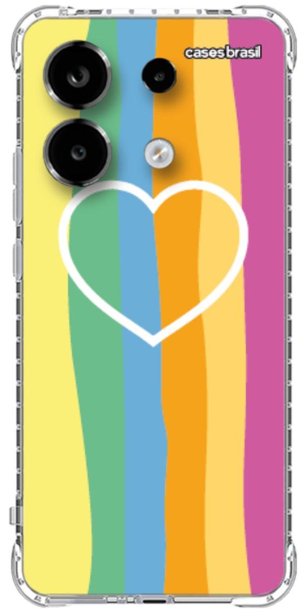 Capinha para Celular Coração delicado Arco-íris Vertical