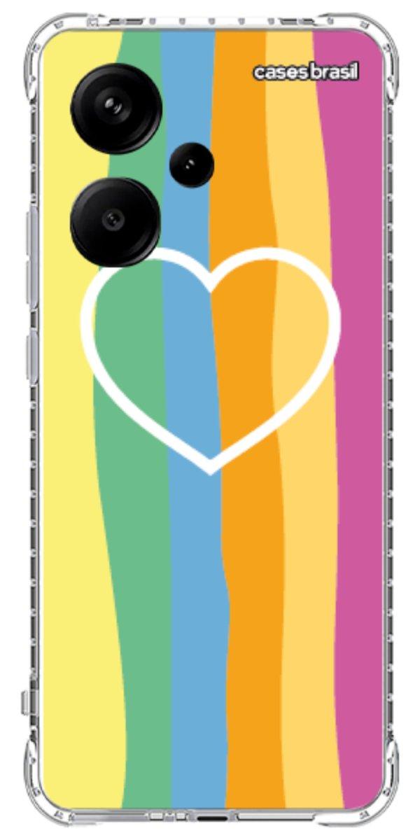 Capinha para Celular Coração delicado Arco-íris Vertical