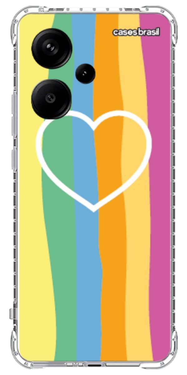 Capinha para Celular Coração delicado Arco-íris Vertical