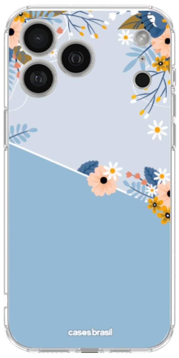Capinha para Celular Ramo de Flores Azul