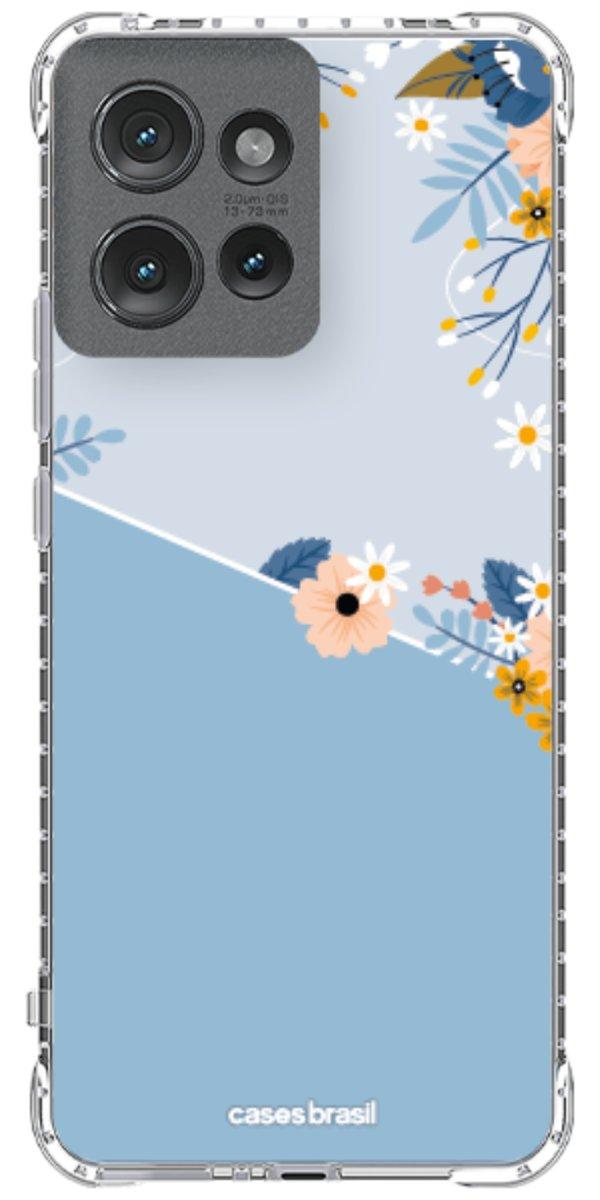 Capinha para Celular Ramo de Flores Azul