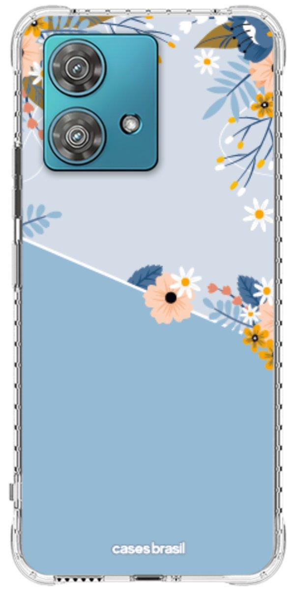 Capinha para Celular Ramo de Flores Azul