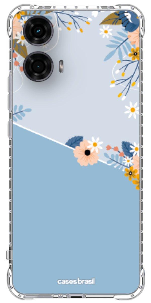 Capinha para Celular Ramo de Flores Azul