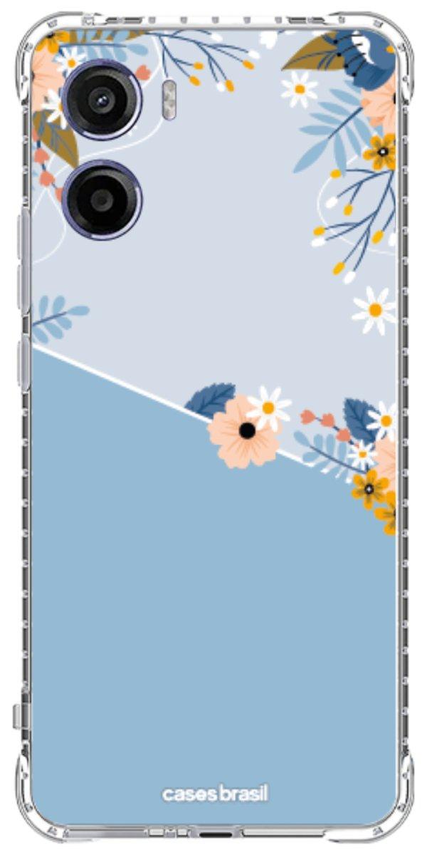 Capinha para Celular Ramo de Flores Azul