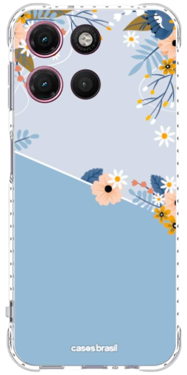 Capinha para Celular Ramo de Flores Azul