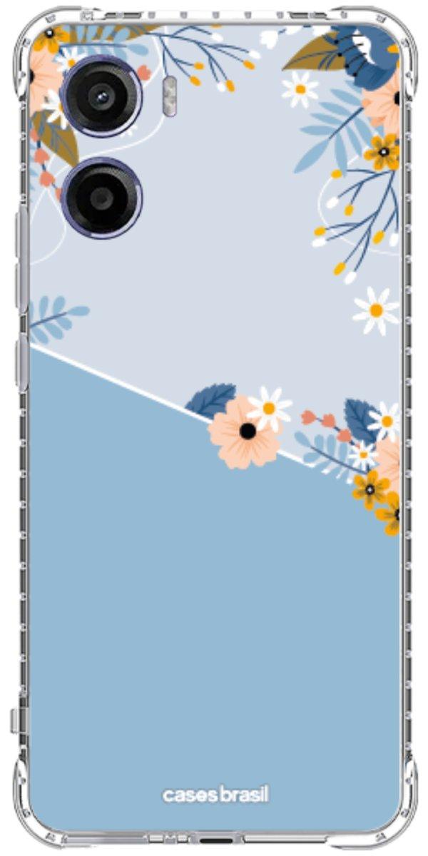 Capinha para Celular Ramo de Flores Azul