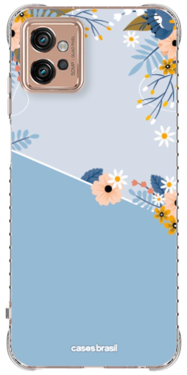 Capinha para Celular Ramo de Flores Azul