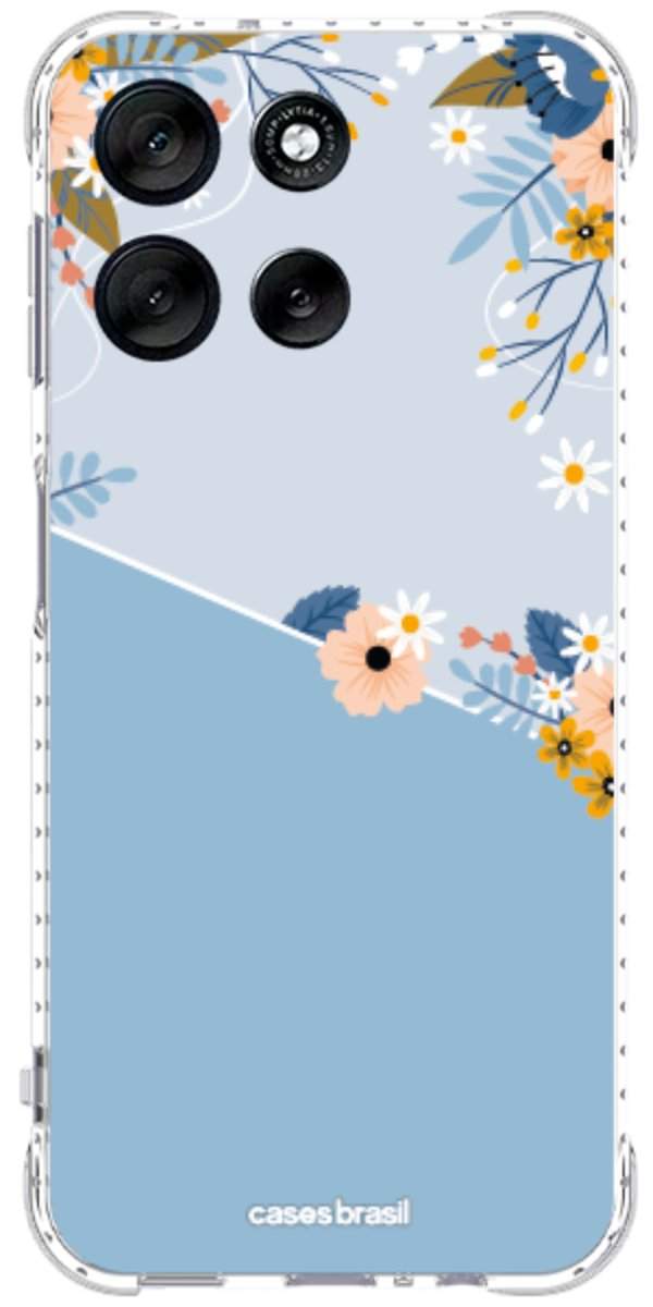 Capinha para Celular Ramo de Flores Azul